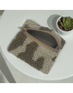Pochette XS, "Bouclette léopard" taupe