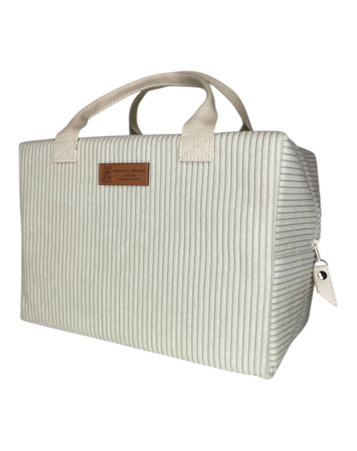 Sac isotherme Ice cube M, "Velours côtelé" écru