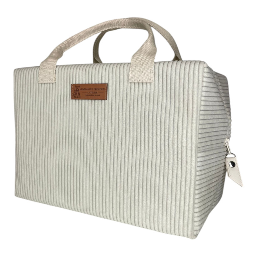 Sac isotherme Ice cube M, "Velours côtelé" écru