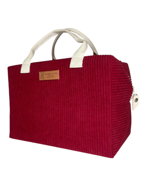 Sac isotherme Ice cube M, "Velours côtelé" lie de vin