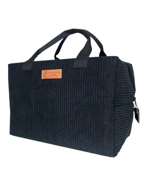 Sac isotherme Ice cube M, "Velours côtelé" noir
