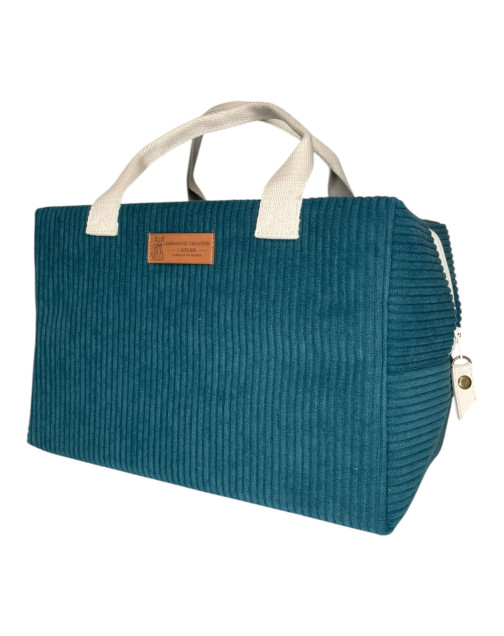 Sac isotherme Ice cube M, "Velours côtelé" pétrole