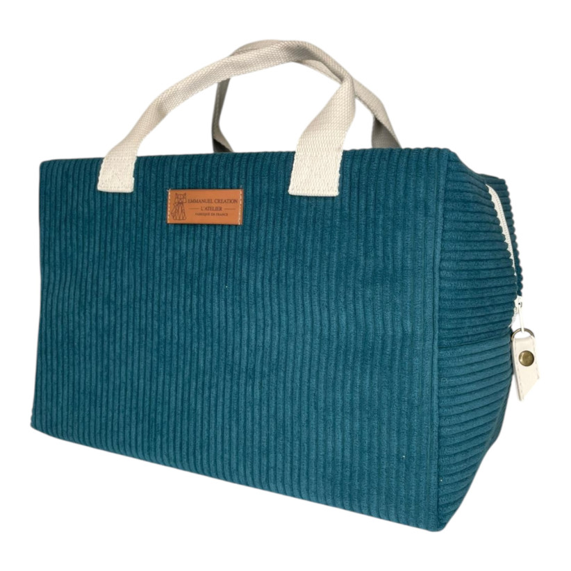 Sac isotherme Ice cube M, "Velours côtelé" pétrole