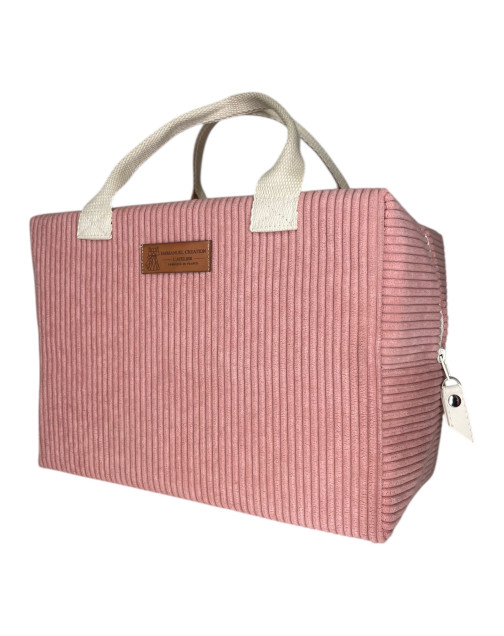 Sac isotherme Ice cube M, "Velours côtelé" rose