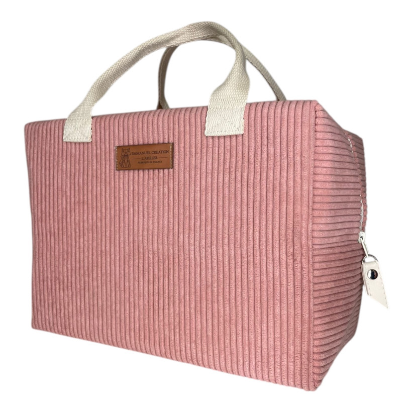 Sac isotherme Ice cube M, "Velours côtelé" rose