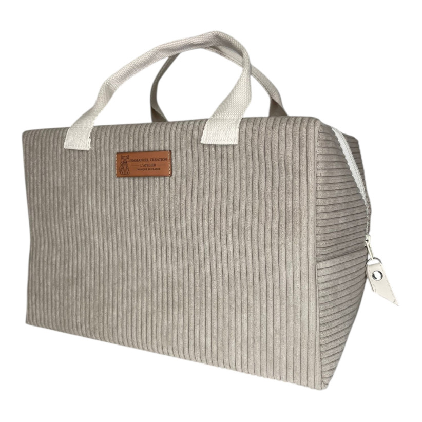 Sac isotherme Ice cube M, "Velours côtelé" taupe