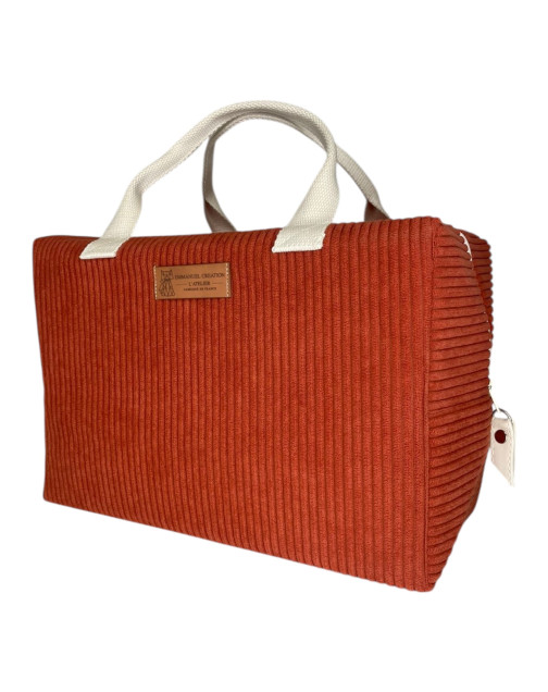 Sac isotherme Ice cube M, "Velours côtelé" terra