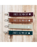 Porte clés sangle, "J'habite chez mon chat"