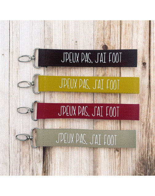Porte clés sangle, "J'peux pas j'ai foot"