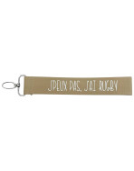 Porte clés sangle, "J'peux pas j'ai rugby"