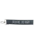 Porte clés sangle, "J'peux pas j'ai rugby"