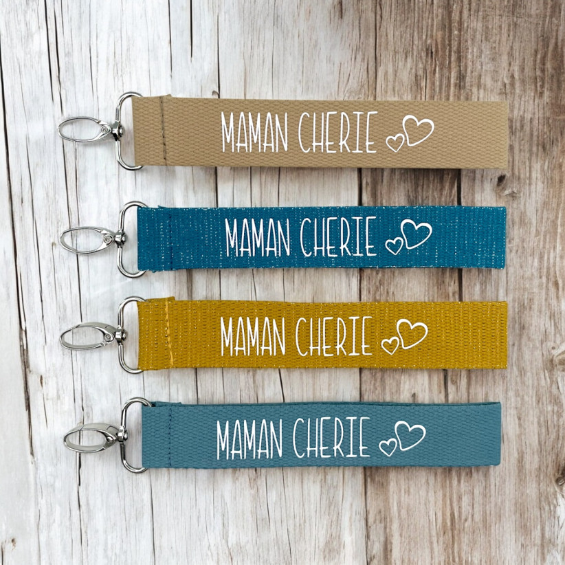 Porte clés sangle, "Maman chérie"