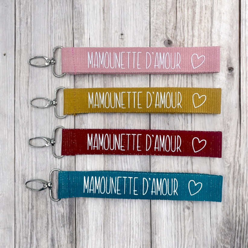 Porte clés sangle, "Mamounette D'amour"