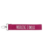 Porte clés sangle, "Marraine d'amour"