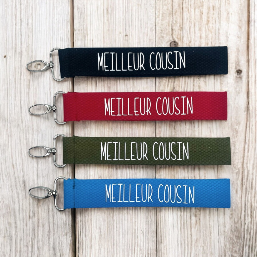 Porte clés sangle, "Meilleur cousin"