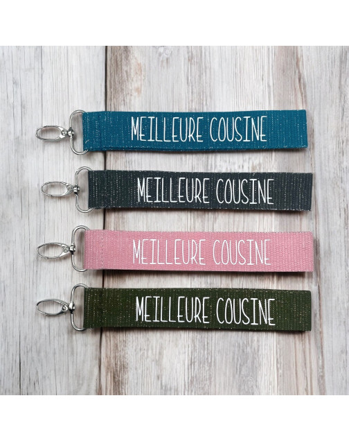 Porte clés sangle, "Meilleure cousine"