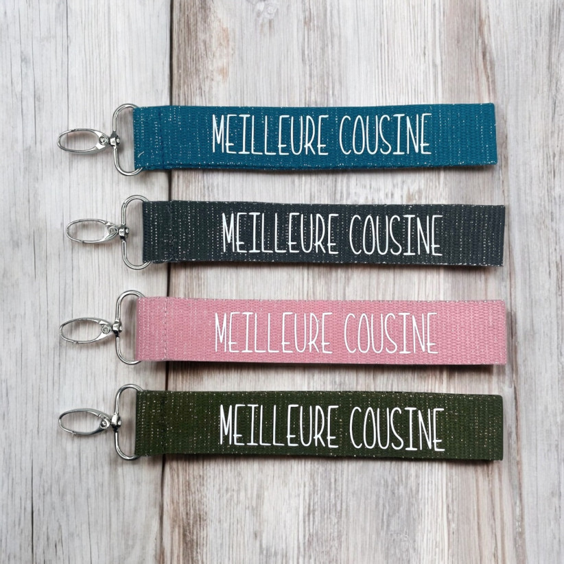Porte clés sangle, "Meilleure cousine"