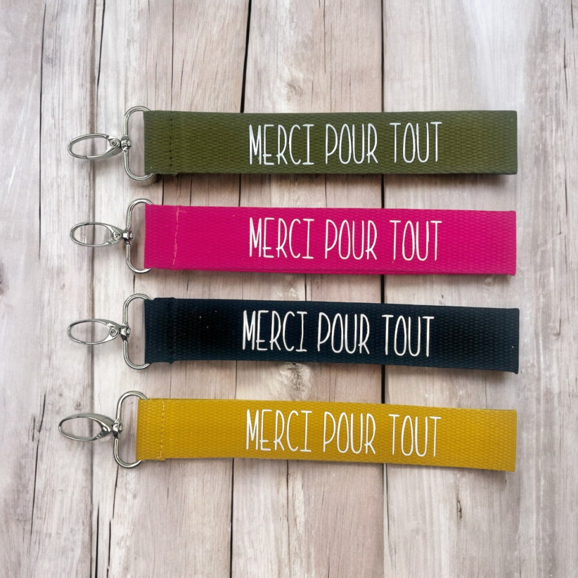 Porte clés sangle, "Merci pour tout"