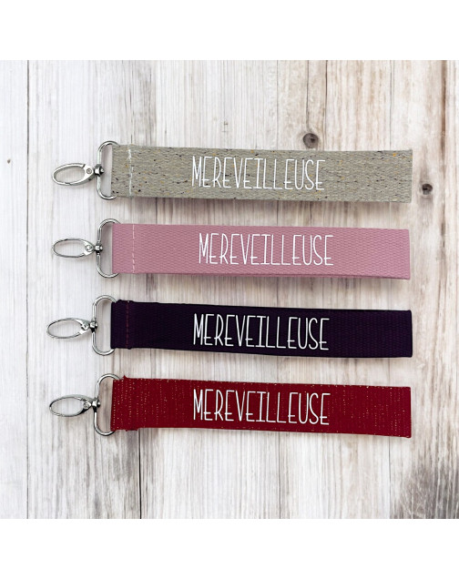 Porte clés sangle, "Mèreveilleuse"