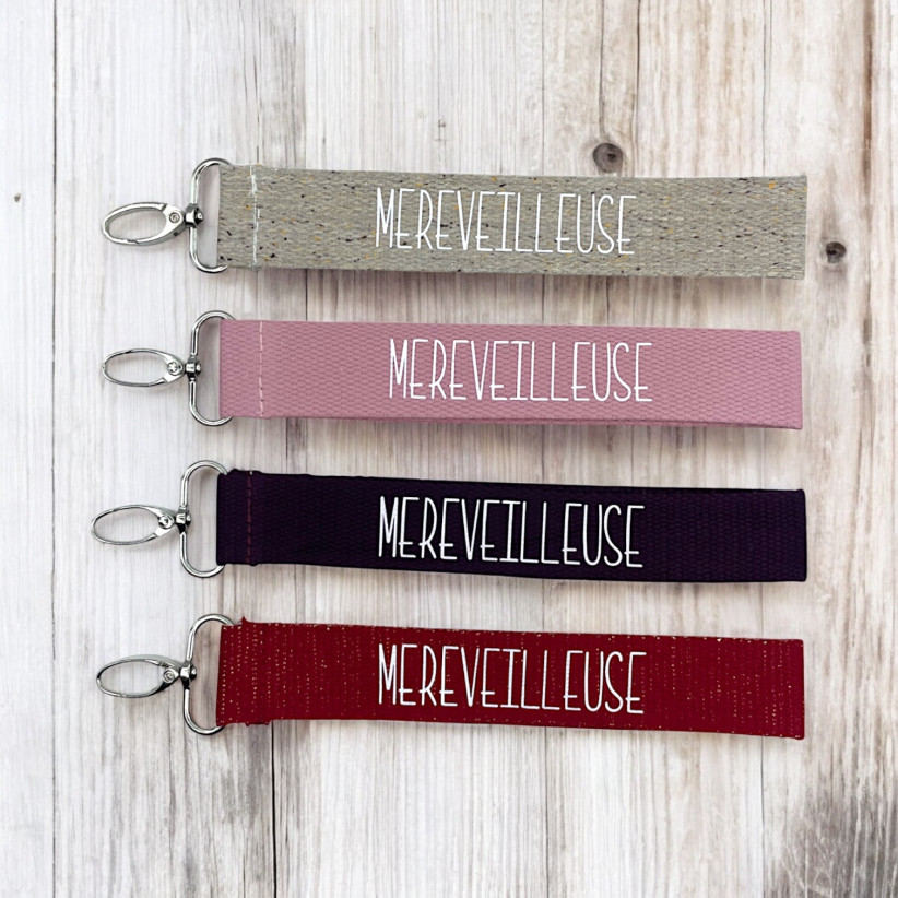 Porte clés sangle, "Mèreveilleuse"