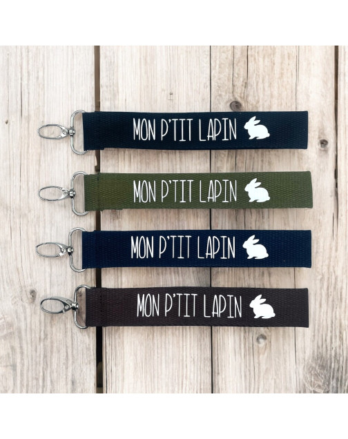 Porte clés sangle, "Mon p'tit lapin"