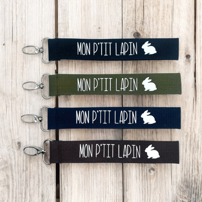 Porte clés sangle, "Mon p'tit lapin"