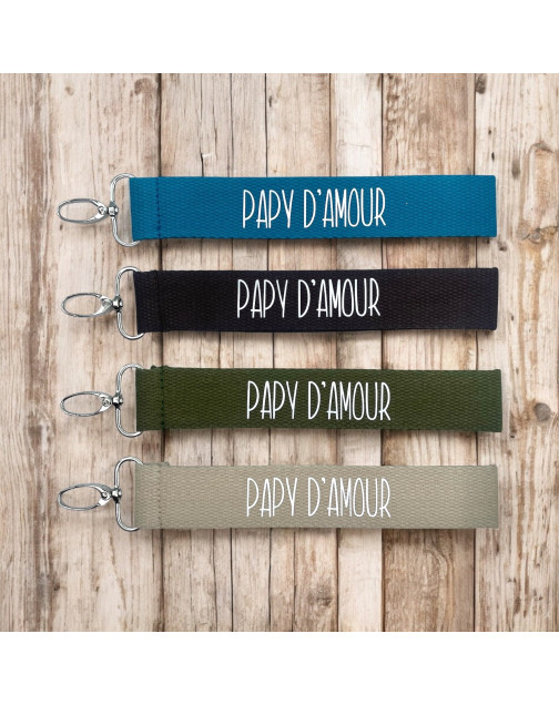 Porte clés sangle, "Papy d'amour"