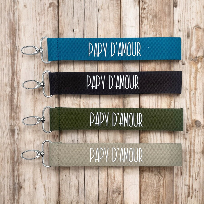 Porte clés sangle, "Papy d'amour"