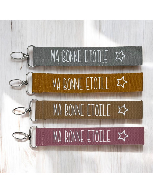 Porte clés sangle, "Ma bonne étoile"