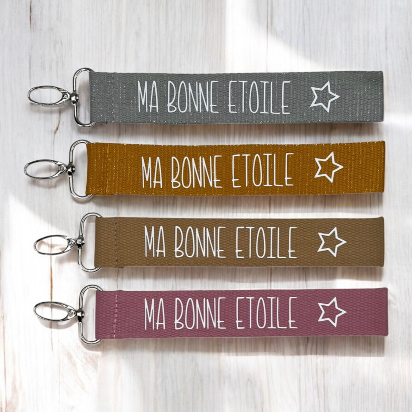 Porte clés sangle, "Ma bonne étoile"