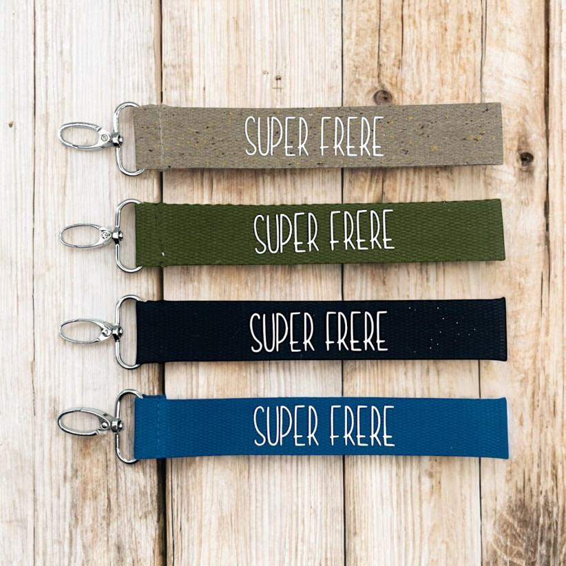 Porte clés sangle, "Super frère"