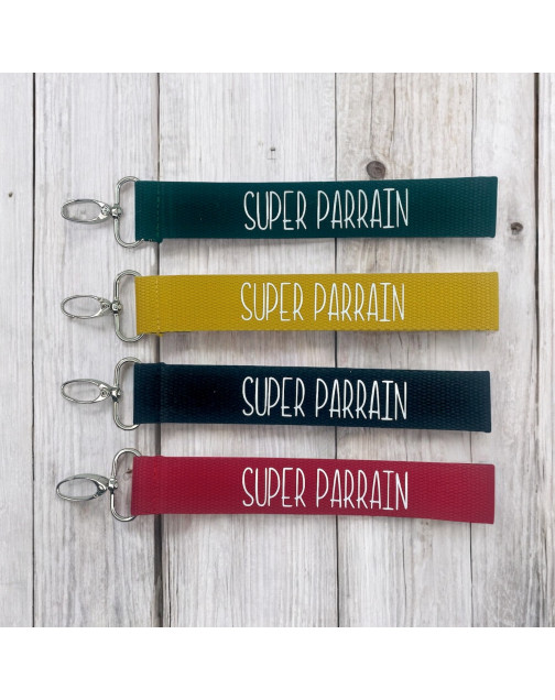 Porte clés sangle, "Super parrain"