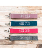 Porte clés sangle, "Super soeur"