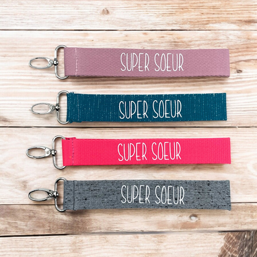 Porte clés sangle, "Super soeur"