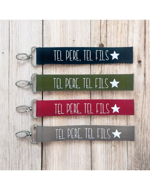 Porte clés sangle, "Tel père tel fils"