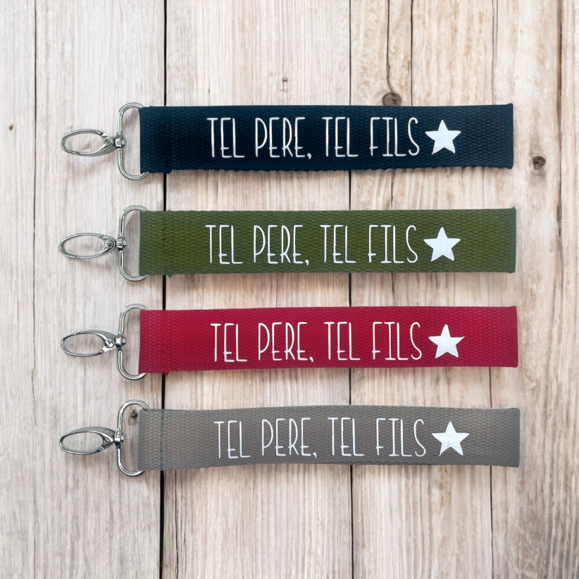 Porte clés sangle, "Tel père tel fils"