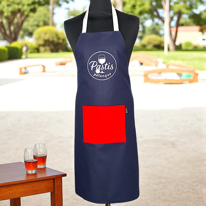Tablier de cuisine, "Pastis pétanque" French
