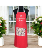 Tablier de cuisine, "Je suis une super maman" grenadine