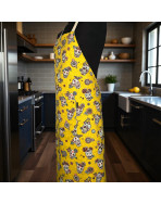 Tablier de cuisine, "Calaveras" moutarde