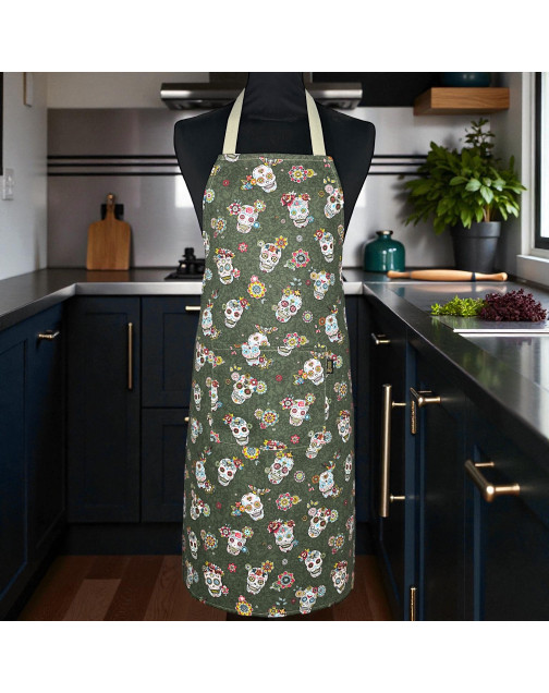 Tablier de cuisine, "Calaveras" kaki