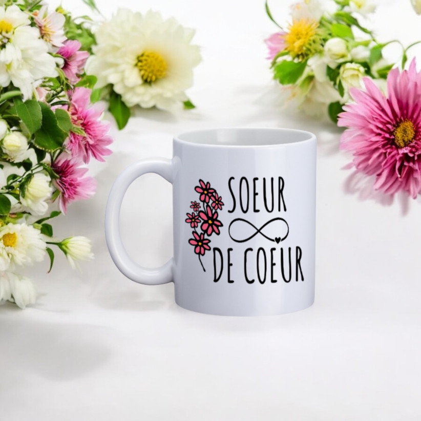 Mug, "Soeur de coeur (flowers)"