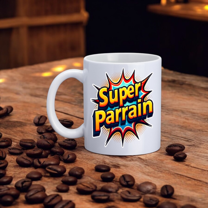 Mug, "Super parrain"
