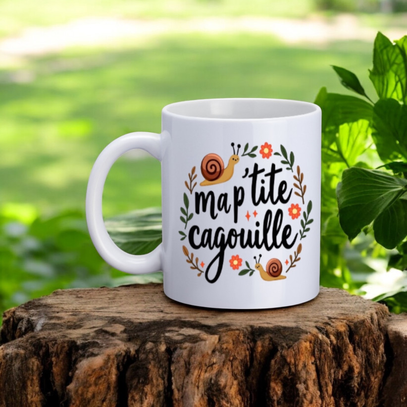 Mug, "Ma p'tite cagouille (flowers)"
