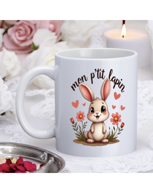Mug, "Mon p'tit lapin (rose)"