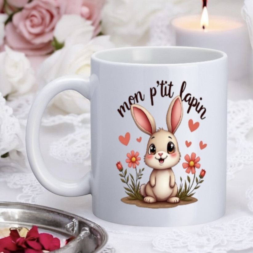 Mug, "Mon p'tit lapin (rose)"
