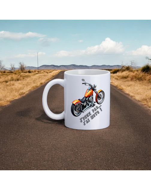Mug, "J'peux pas... j'ai moto !"