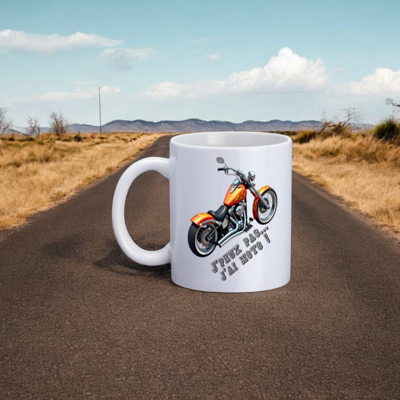 Mug, "J'peux pas... j'ai moto !"