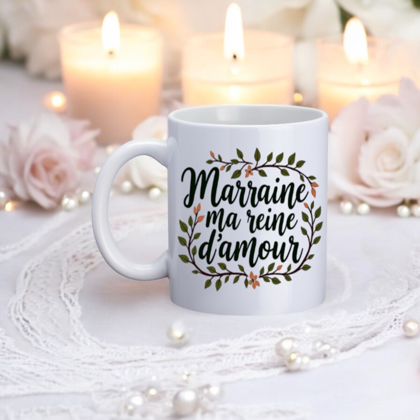 Mug, "Marraine ma reine d'amour"