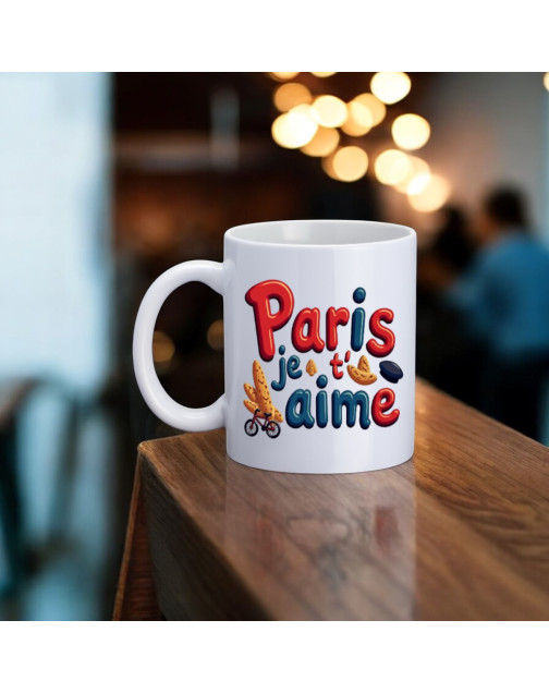 Mug, "Paris je t'aime (baguette)"