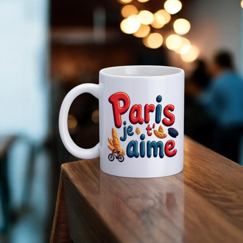 Mug, "Paris je t'aime (baguette)"